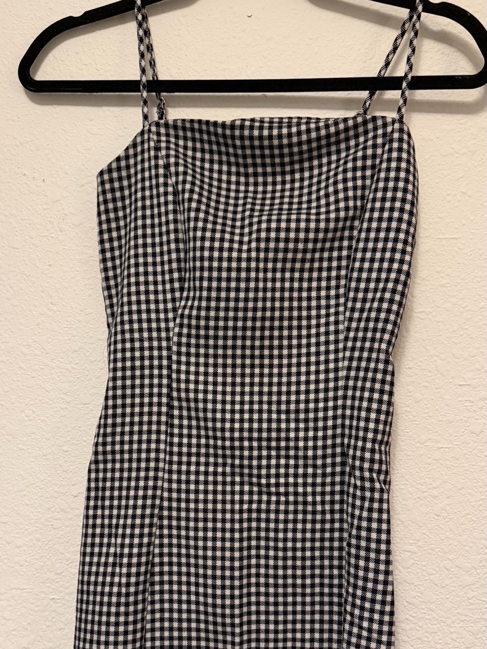 Black and White Gingham Spaghetti-Strap Women's Skirt